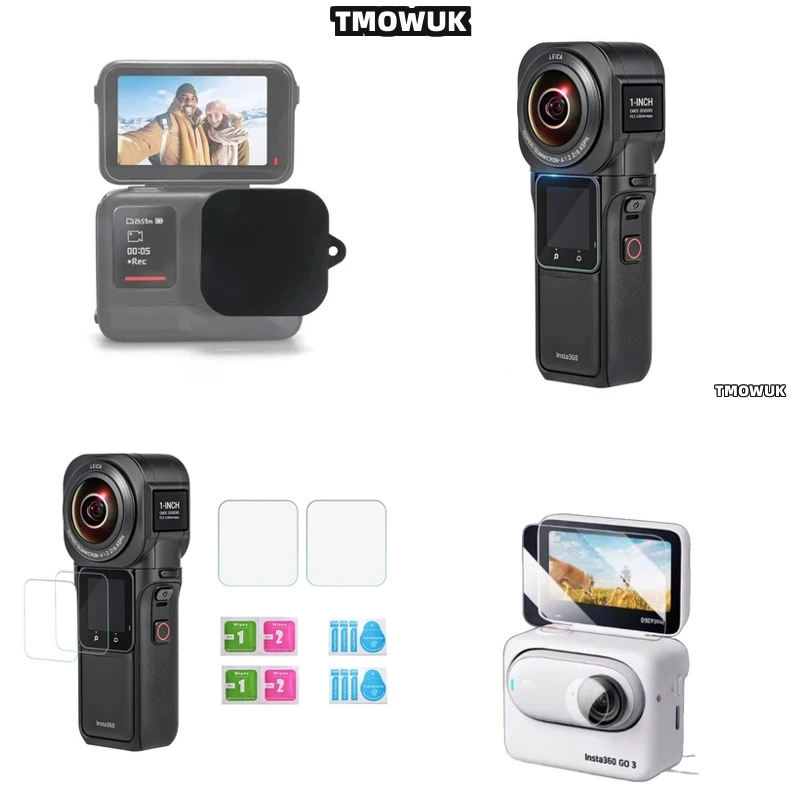 

For Insta360 ACE Pro GO3S Case, Hard Tempered Glass LCD Screen Protector + TPU Soft Lens Film Cover For One RS Link 2 Link 2C GO