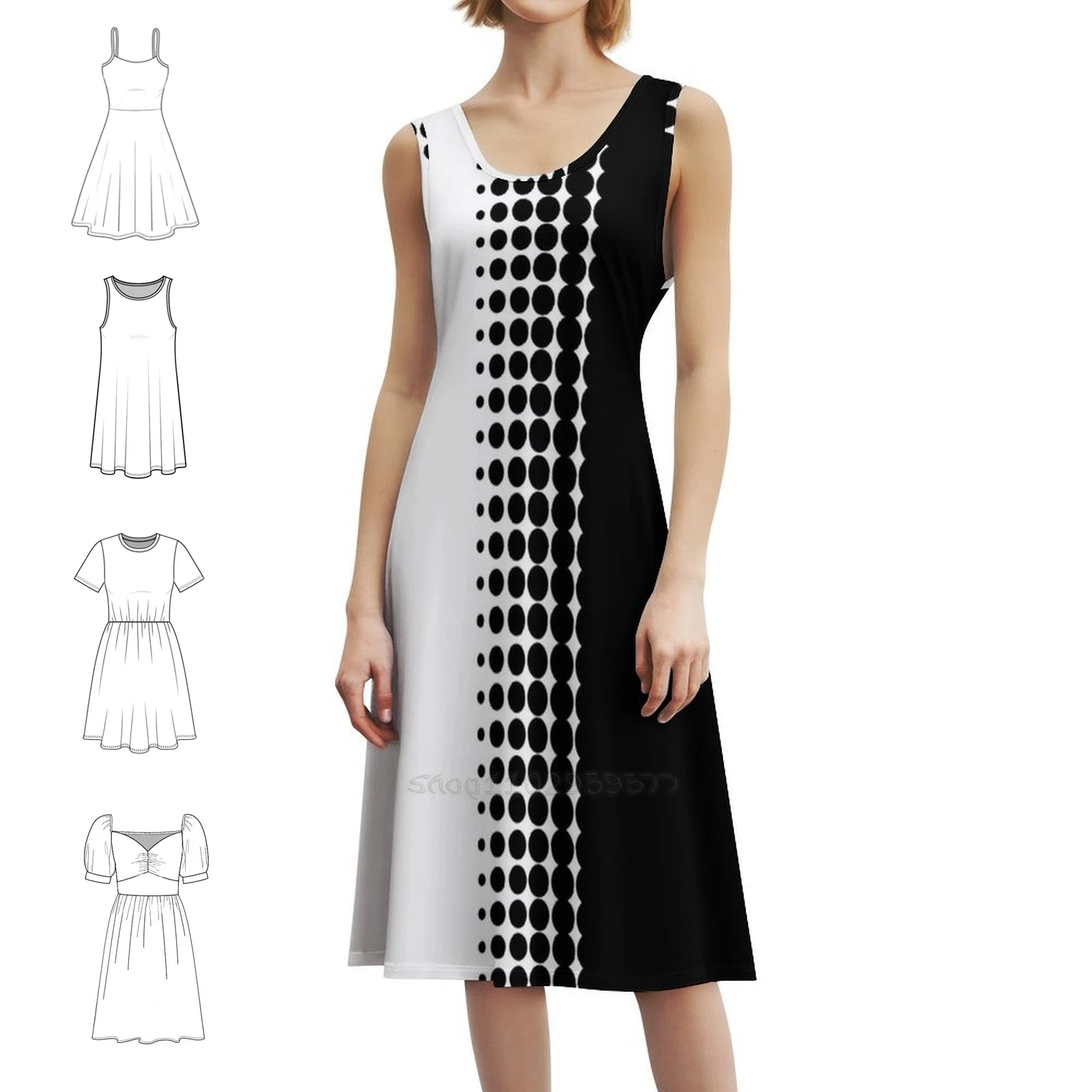 Sixties Inspired Retro Black And White Korean Style Dress For Women Elegant Casual Dress For Party Or Daily Wear Black White