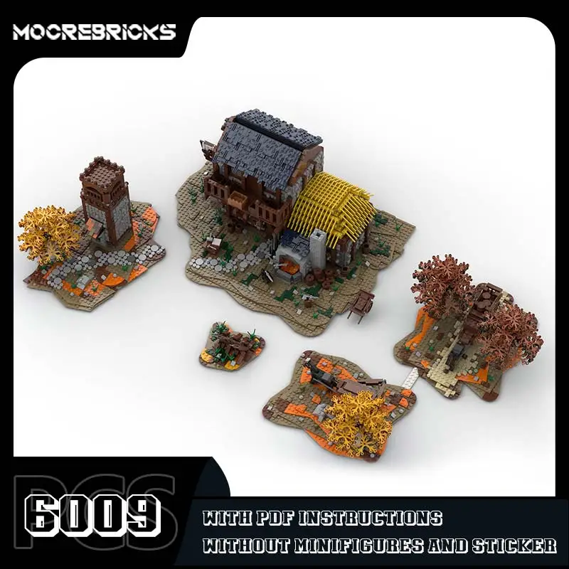 MOC-43257 Modular Medieval Set Building Blocks Architectural Scene Model Bricks Desktop Decoration Toys Children's Souvenir