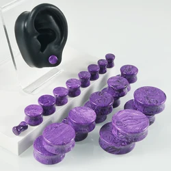 1Pair Purple Amethyst Stone Saddle Plugs Double Flare Ear For Women Man Ear Plugs Tunnel Gauges Piercing Expander 6mm-30mm