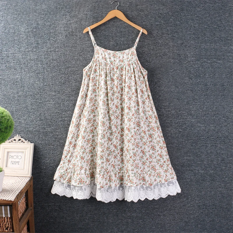 Sweet Fre Lace Splice Floral Coton Lin Midi Dr Été Nouveau Sle Vêtements pour femmes T-shirt superposé Dr Commute Sle...