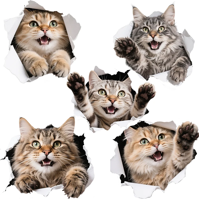 Three Ratels CD229 funny Tabby catwall stickers for home decoration pet supplies decals car stickers waterproof