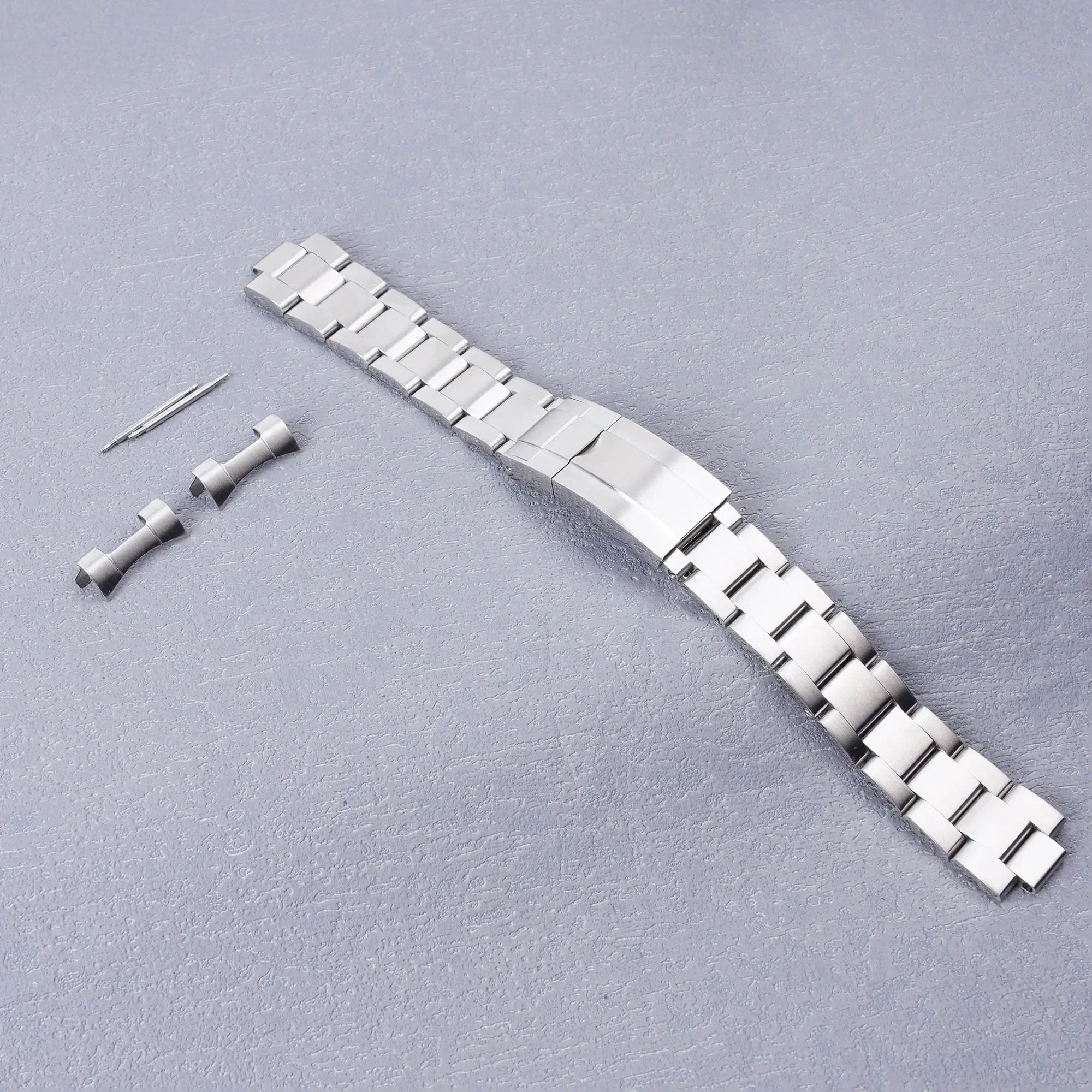Rolamy 18mm Watch Band Strap Oyster Style 316L Stainless Steel Deployment Clasp Silver Bracelet For Seiko 5 SNK361 - Image 5