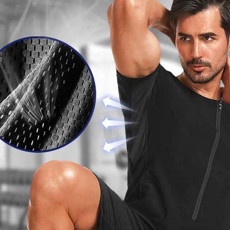 الرجال 3 في 1 ساونا قميص العرق الحرارة محاصرة فقدان الوزن كامل محدد شكل الجسم تجريب قصيرة الأكمام السراويل ممارسة اللياقة البدنية حللا