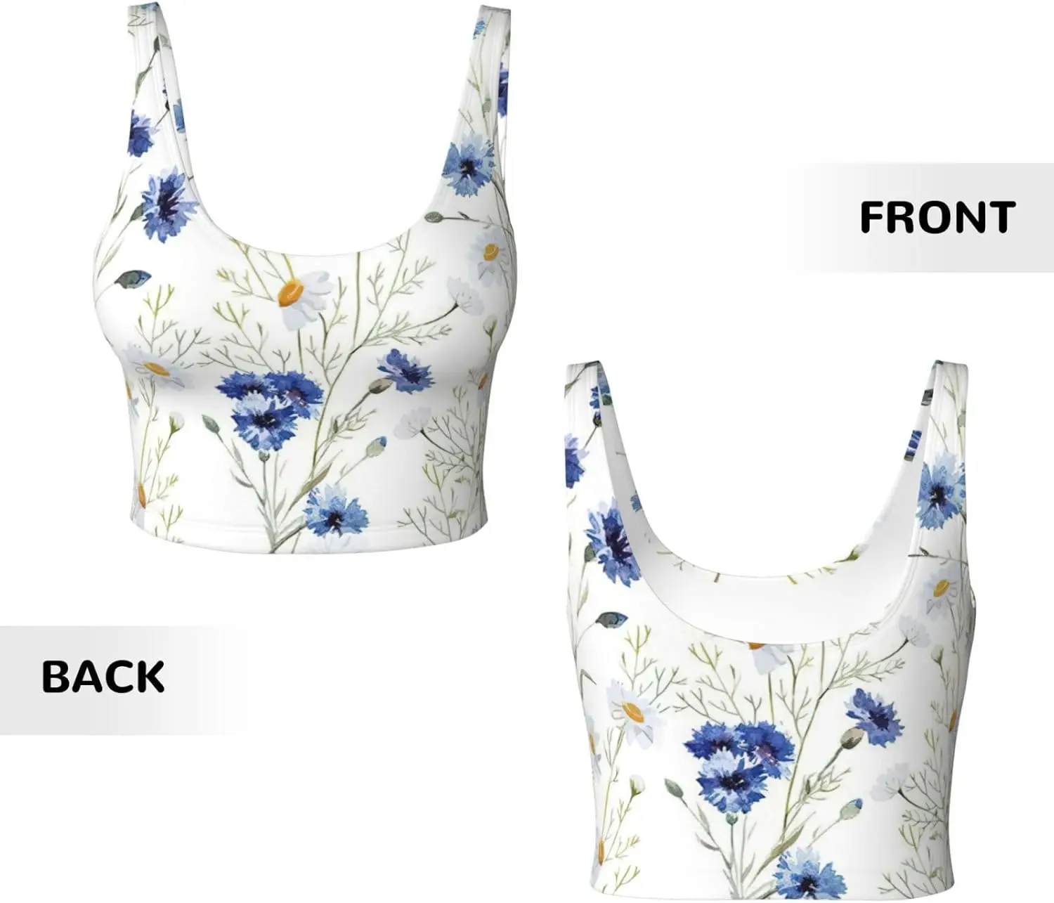 الزهور البرية وزهور الذرة الإقحوانات طباعة المرأة تجريب تانك القمم Racerback أكمام سترة رياضية لصالة الألعاب الرياضية