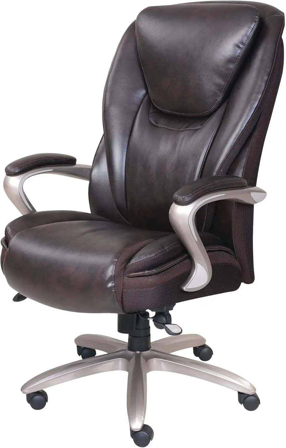 Smart Layers™ Hensley Big & Tall Ergonomic Bonded Leather High-Back Office Chair Roasted Chestnut/Satin Nickel