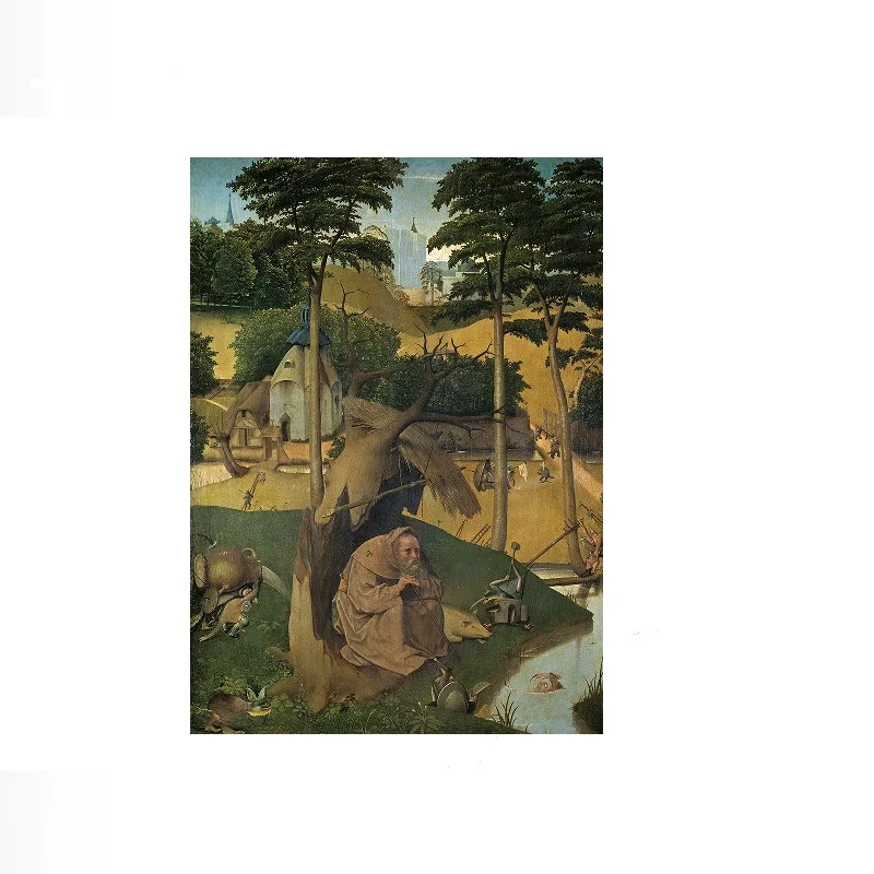 The Temptation of St Anthony (Bosch), Print Art Canvas Poster,Living Room , Home Wall Decor Picture