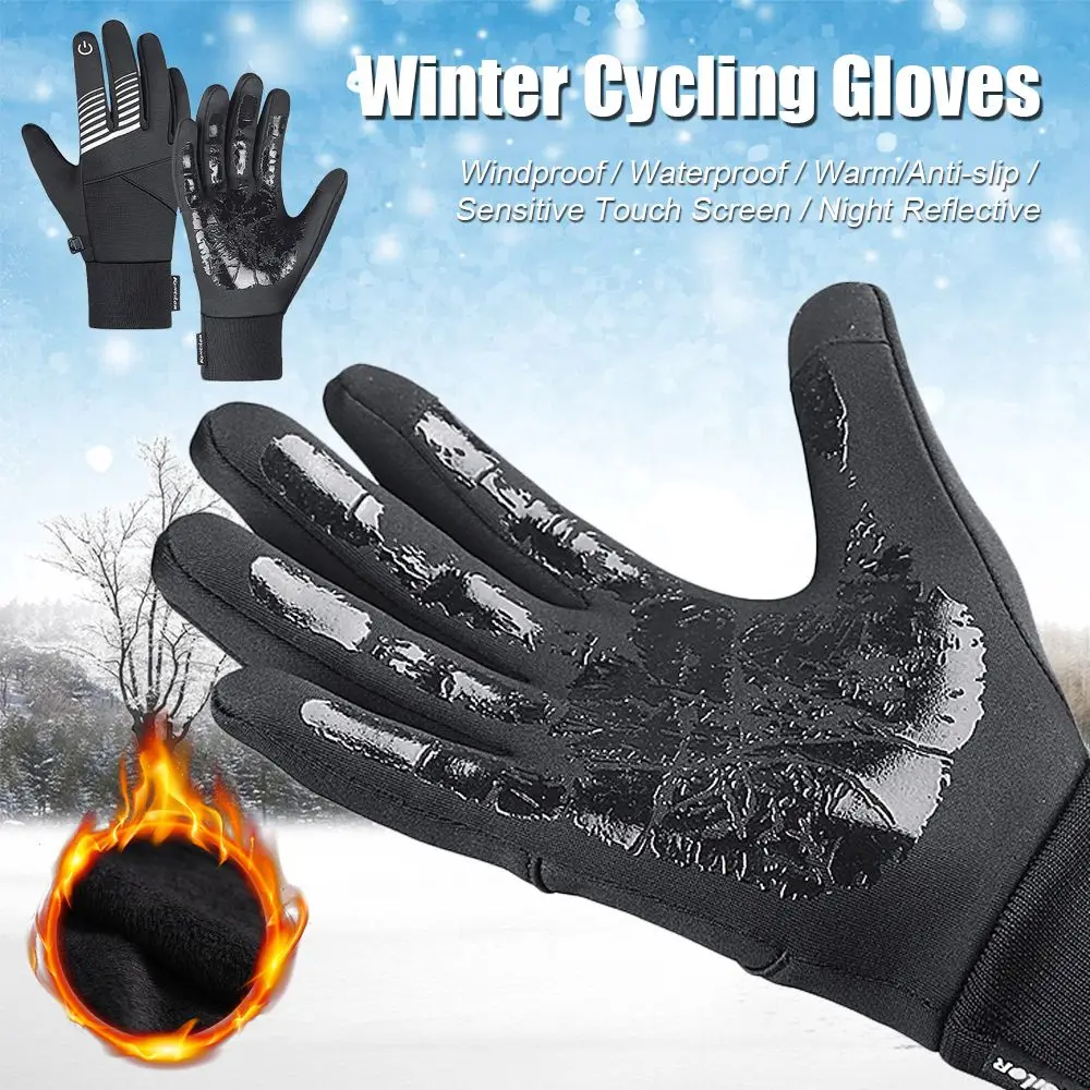

Non-Slip Waterproof Outdoor Sports Warm Windproof Mittens Winter Gloves Night Reflective Cycling Driving Gloves Touch Screen