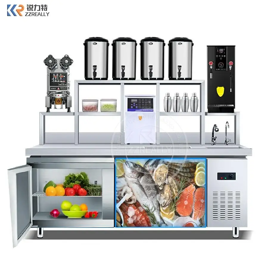 Stainless Steel Commercial Bar Counter Milk Tea Coffee Bar Shop Counter Bubble Tea Counter