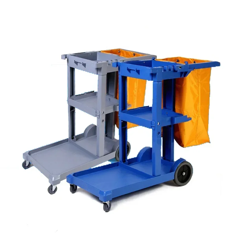 

2026 Multifunction plastic Janitor Cart hotel hospital cleaning cart housekeeping cleaning service trolley cart