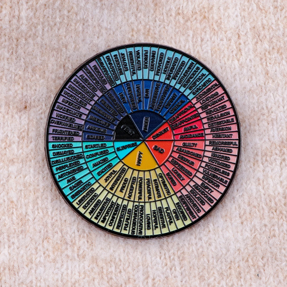 Emotional Wheel Enamel Pin Psychologist Badges on Backpack Mental Health Awareness Brooches Lapel Pins Cosplay Accessories Gift