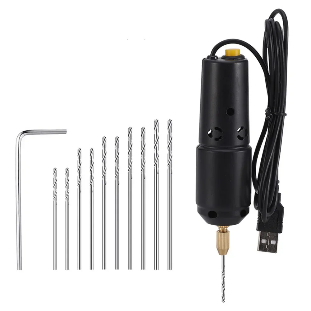 Resin Wood Polymer Pendant Making Tool  USB Electric Drill with 10 Drill Bits  Suitable for DIY Projects and Crafts