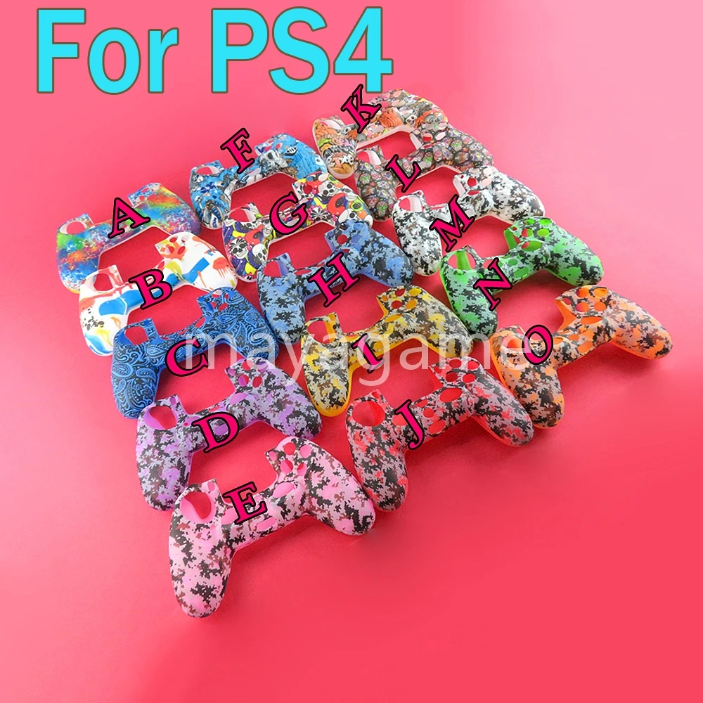 20pcs For PS4 Camouflage Protective Silicone Controller Case Skin Cover Water Transfer For PlayStation 4 Slim Pro Controller