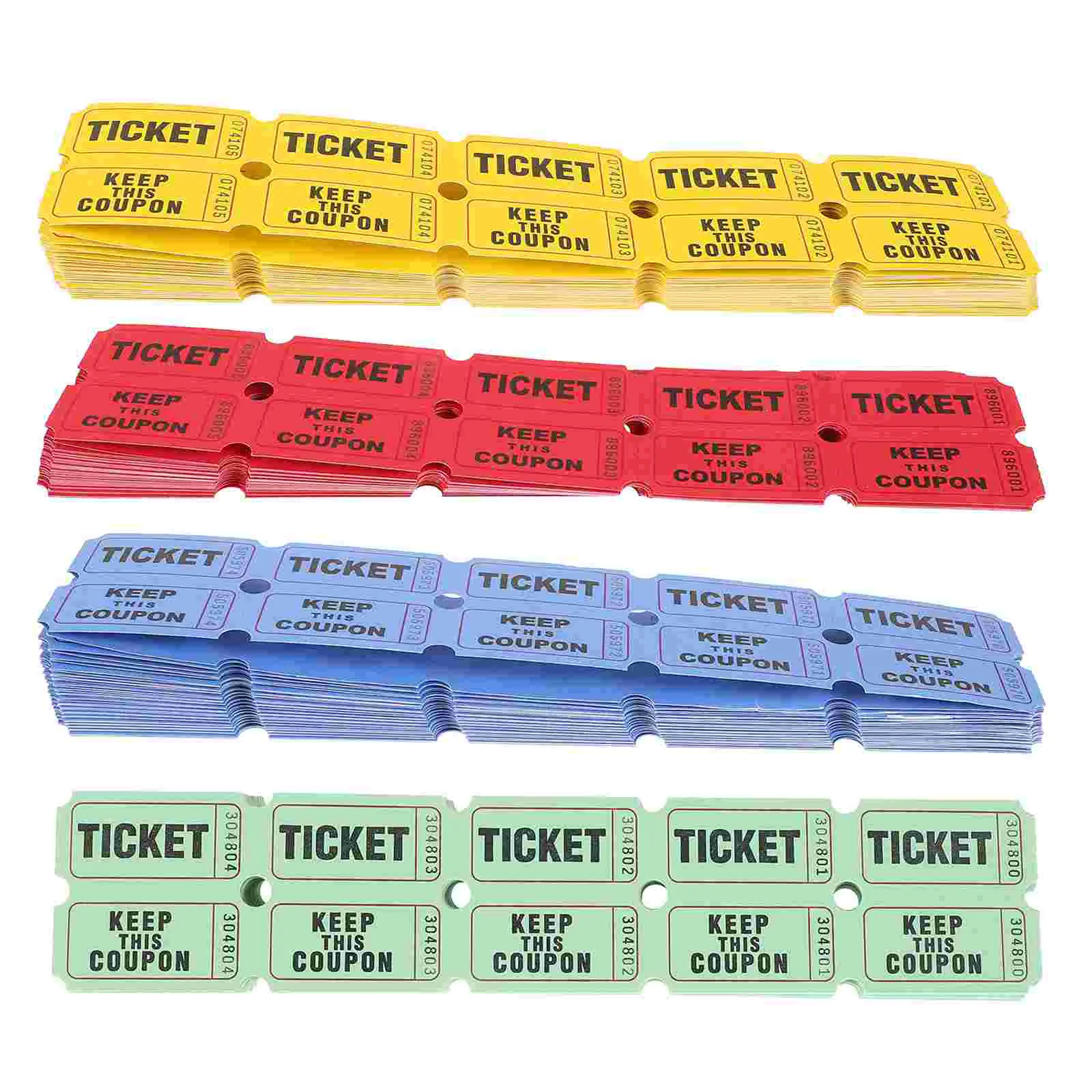 800Pcs Paper Game Tickets Raffle Tickets Party Game Accessory Coupon Tickets Carnival Party Paper Raffle Tickets Multi-color Raf