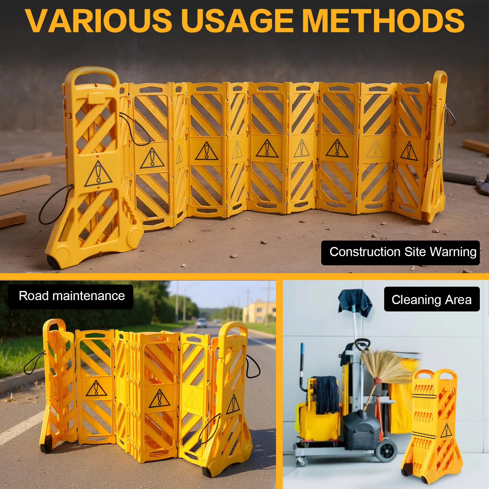 

13 Foot Expandable Barricade Gate with Wheels Retractable Driveway Fence Gate for Crowd Control Industrial Or Residential Use