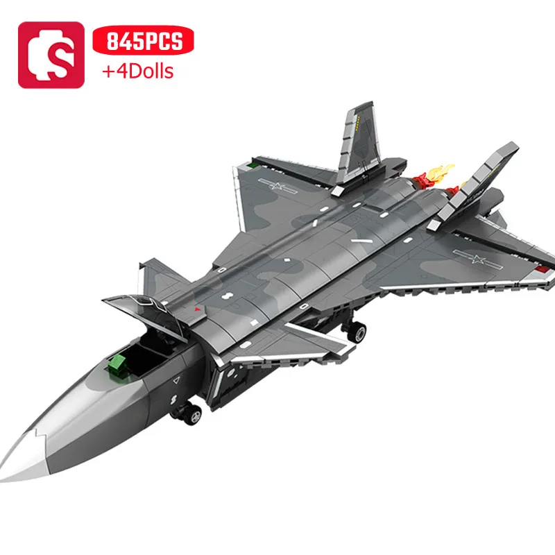 

SEMBO 845pcs Military J-20 Stealth Fighter Assemblage Building Blocks Armed Aircraft Soldiers Model Bricks Kids Toys Boys Gifts