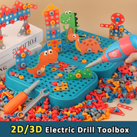 Children Electric Drill Toolbox Driller Games 3D Tool Toy for Boys Montessori Screw Puzzle Kid Pretend Play Toys Children Gift