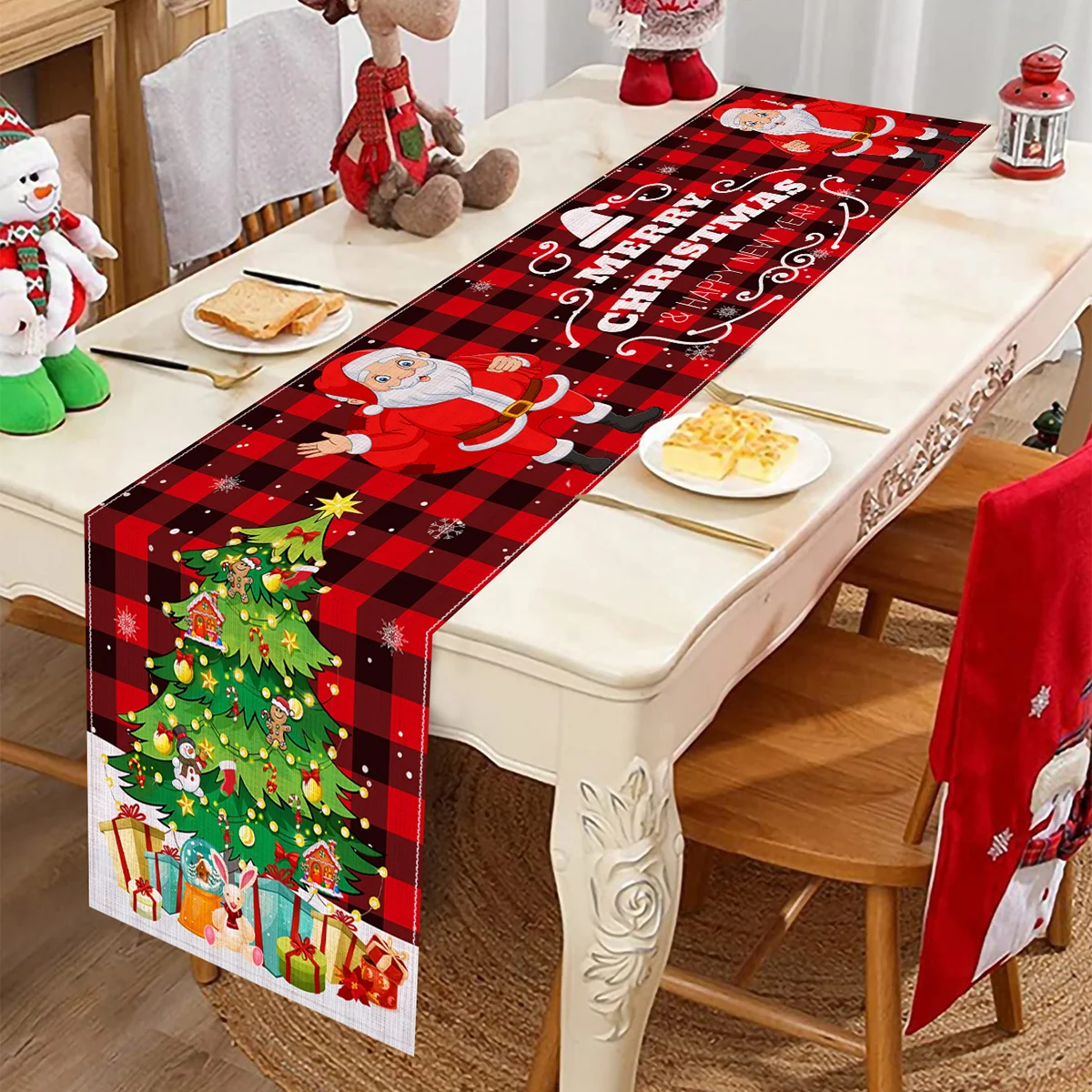 Christmas Table Runner Christmas Decorations for Home 2024 Xmas Party Decoration Ornaments Navidad Natal New Year Gifts 2025