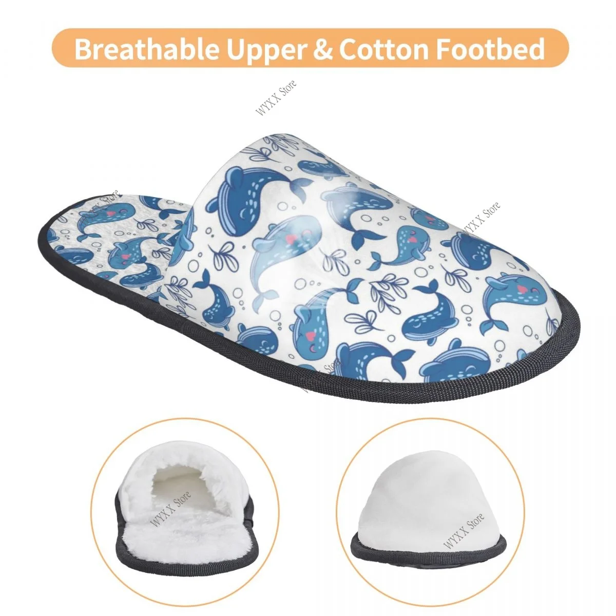 شباشب دولفين هوم شتوية دافئة من القطيفة لفصل الشتاء الناعم #5