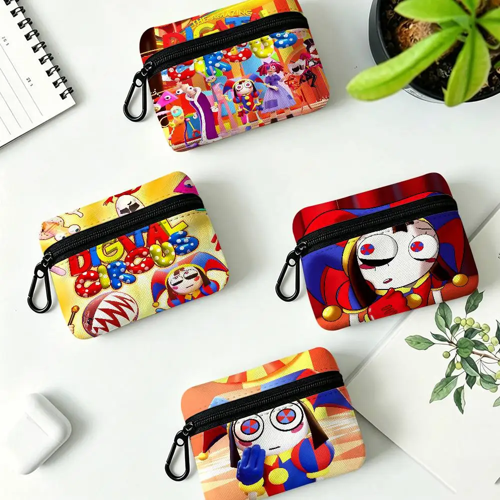 T-The A-Amazing D-Digital C-Circus Portable Oxford Cloth Coin Purse Alloy Carabiner Hook Small Zipper Pouch For Backpack Daily
