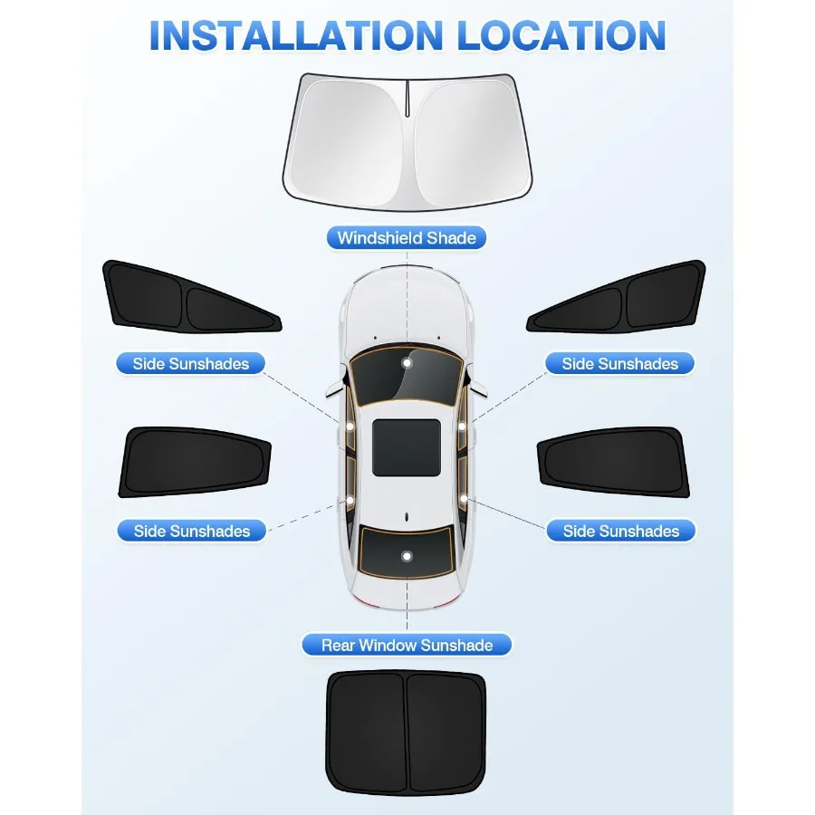 Sunshades for  Prius 20232025 2026 Accessories Windshield Sun Shade Side Rear Window Shade Cover Sun Visor Shield Privacy Prote