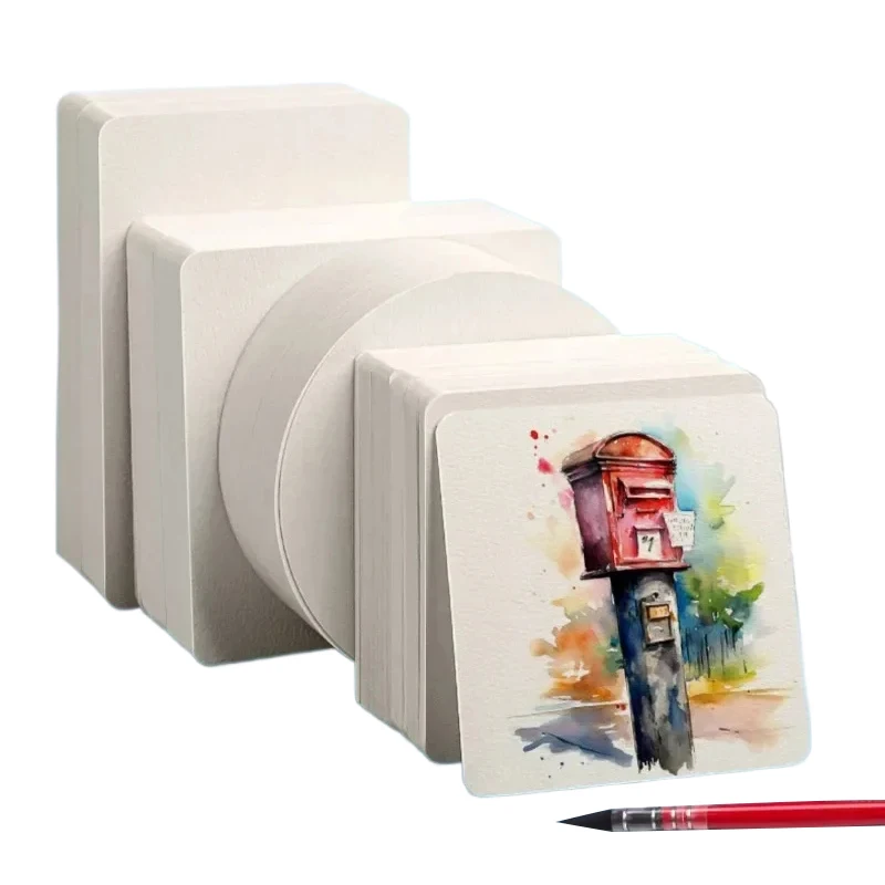 

25 Sheets Square or round Watercolor Paper 300g Professional Water Color Paper Postcard For Painting School Supplies