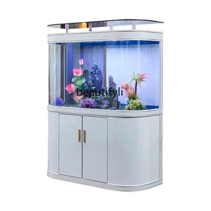 

Light Luxury and Simplicity Bottom Filter Fish Tank Living Room Home round Large Wall Glass Ecological Aquarium Office