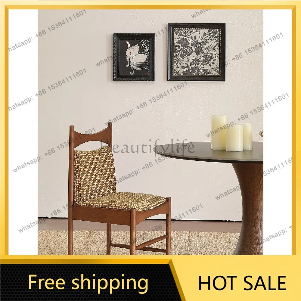 LD solid wood dining chair surprise quiet natural log antique back chair
