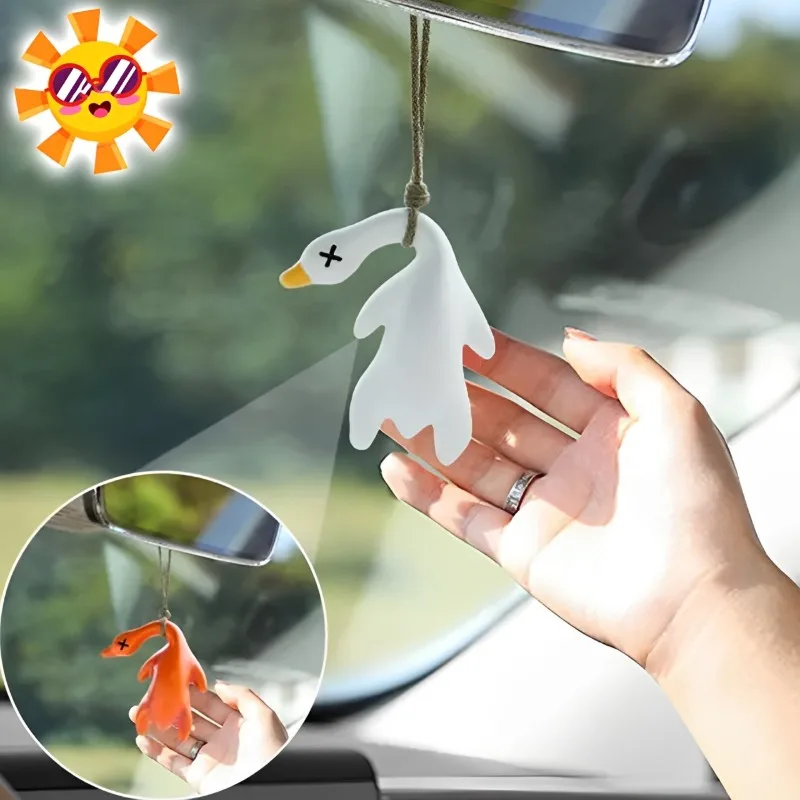 Lustige Schaukel Gans geröstet weiße geröstete Ente Auto Anhänger Schaukel Ente Auto hängende Produkte Ornament für Auto Innenzubehör