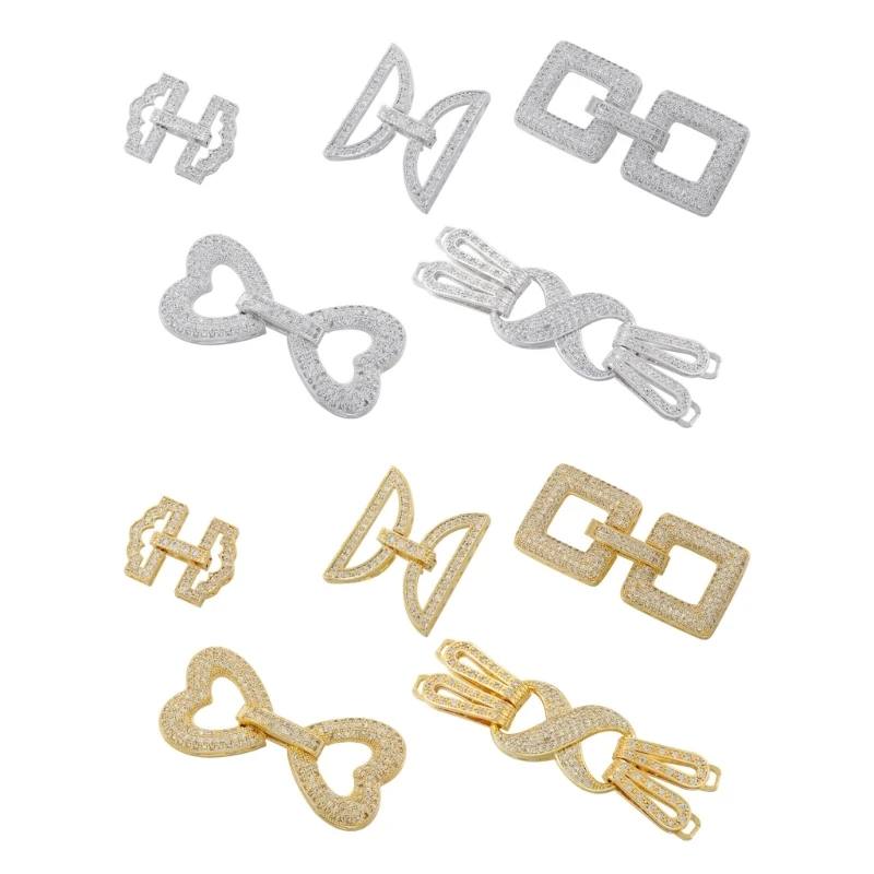 

Jewelry Clasps with Full Zirconia Inlay Versatile DIY Clasp Accessory Set for Bracelet and Necklace with Gold Plating