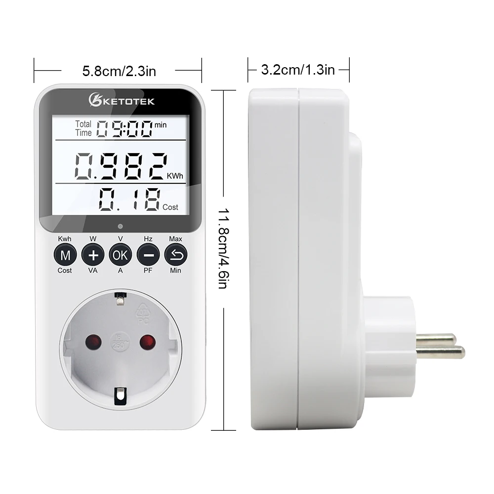 Medidor de energia ac digital wattímetro tomada consumo watt medidor de energia kwh plugue da ue 220v monitor analisador elétrico