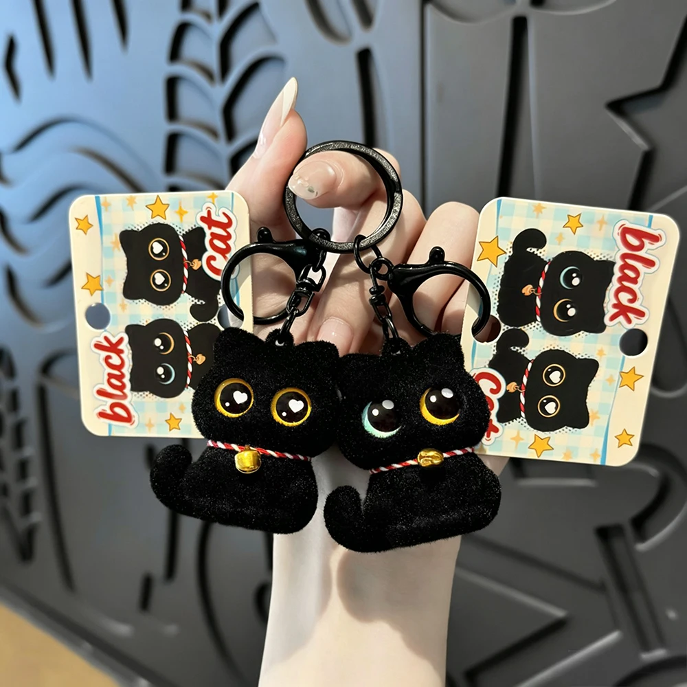 New Cute Cat Keychains Black Cats Keychains for Bag Halloween Party Favors Gifts Kawaii Keyrings Bag Charm Halloween Decor