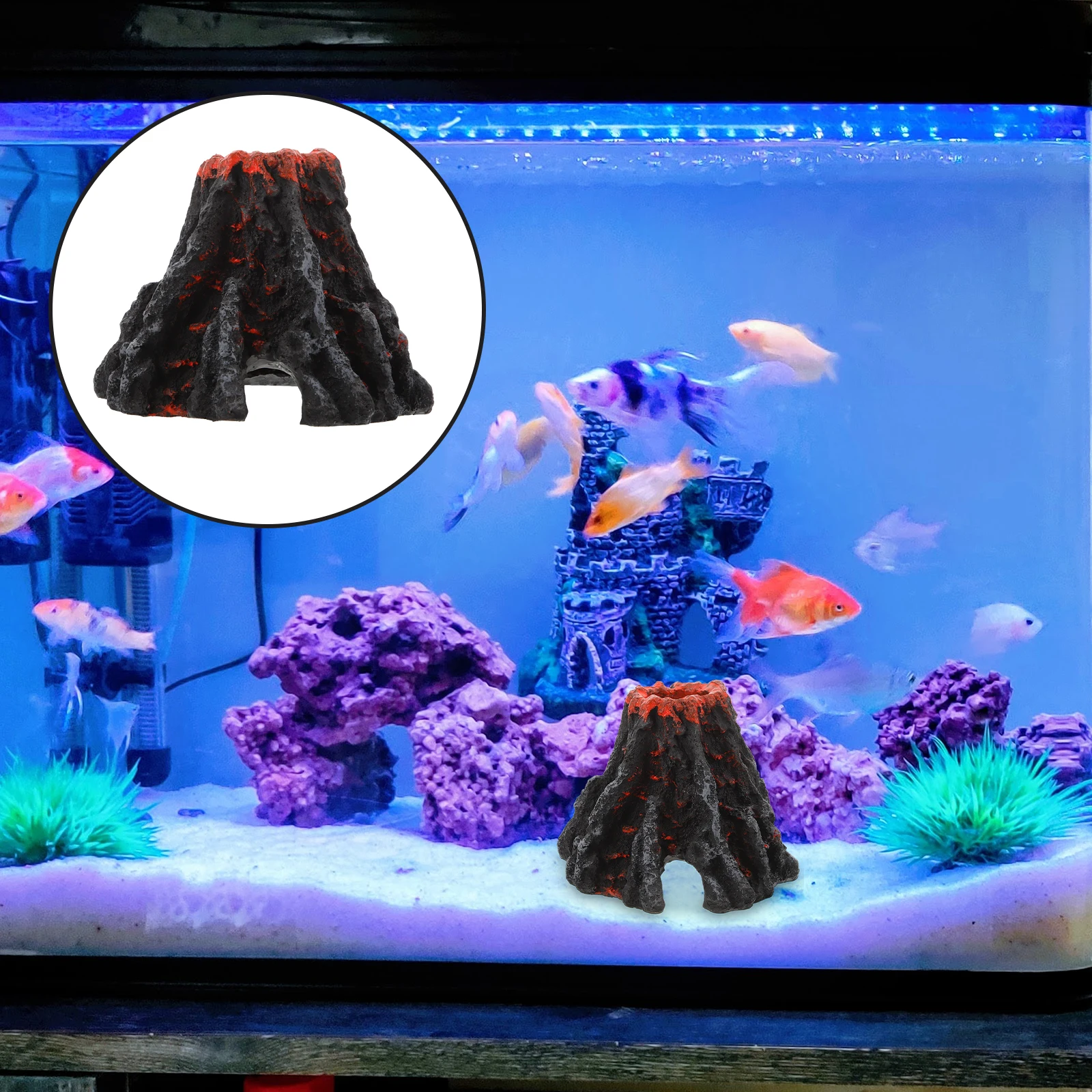 

Resin Volcano Aquarium Decoration Small Lifelike Statue Fish Tank Landscaping Ornament Cave Decor Aquarium Cave Decor