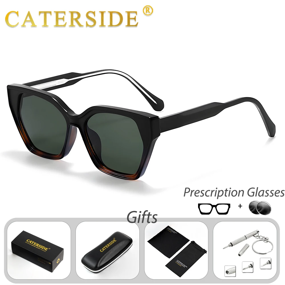 CATERSIDE Neue Damen-Sonnenbrille mit Katzenaugen-Design und quadratischem, dickem Rahmen, verschreibungspflichtige Sonnenbrille für Herren, Myopie- und Hyperopie-Brille – Detail 3