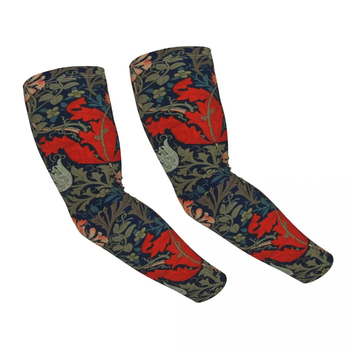 Cooling William Morris Compton Floral Art Nouveau Pattern Arm Sleeves Men Women Athletic Sports Tattoo Cover Up for Golf