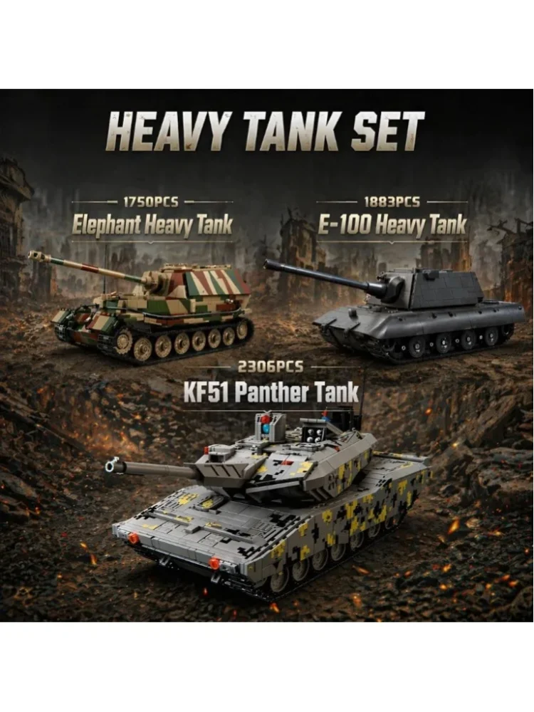  Militär-Panzer-Serie Bausteine-Set Sammelbare Panzer Technik-Bausatz Modellbausatz Ziegelstein-Heimdekoration Kreatives Spielzeug Geschenke für Erwachsene