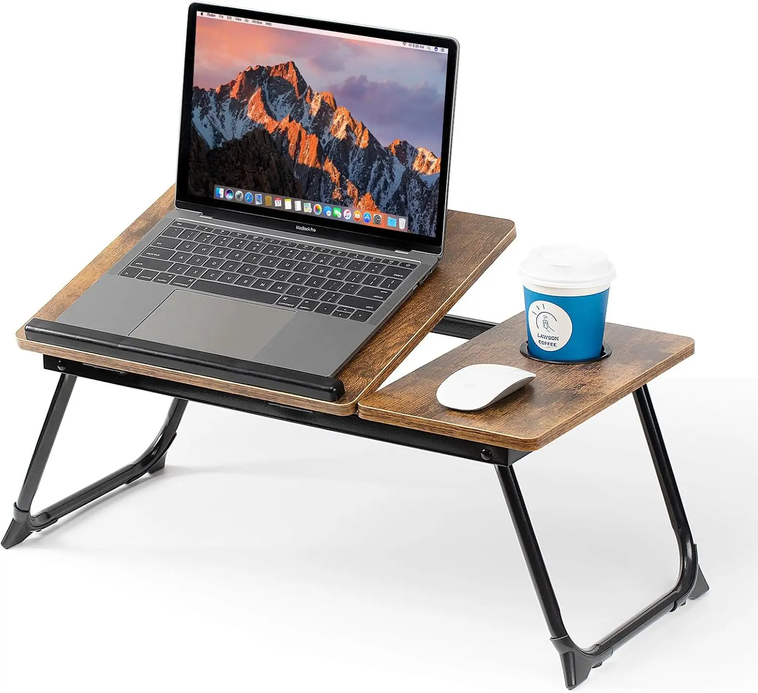 

Adjustable Foldable Bed Table with Cup Holder, Portable Laptop Lap Desk for Working Reading in Bed Sofa Floor