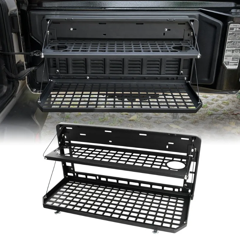 

2 Tier Foldable Tailgate Table Double Layer Rear Cargo Rack Compatible With Jeep Wrangler JK JL 2007 - 2022 Outdoor Camping Desk