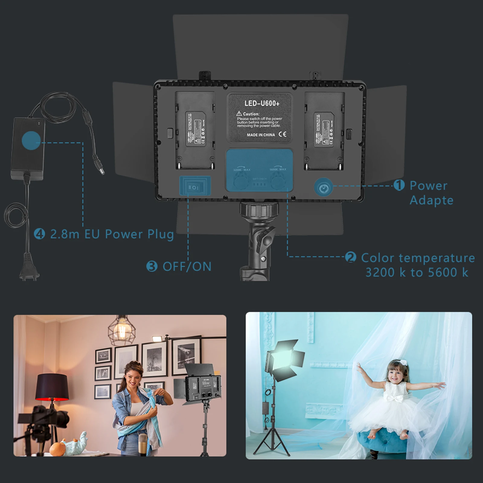 Лампа для фотостудии с регулируемой яркостью, портативная лампа для записи видео, лампа для Tiktok Youtube, Vlog в реальном времени, двухцветная