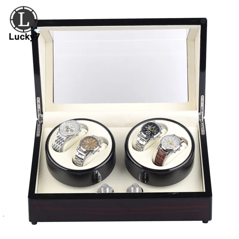 Double-headed 4-digit Watch Storage Box With Light Transparent Watch Box PU Leather Watch Organizer Display