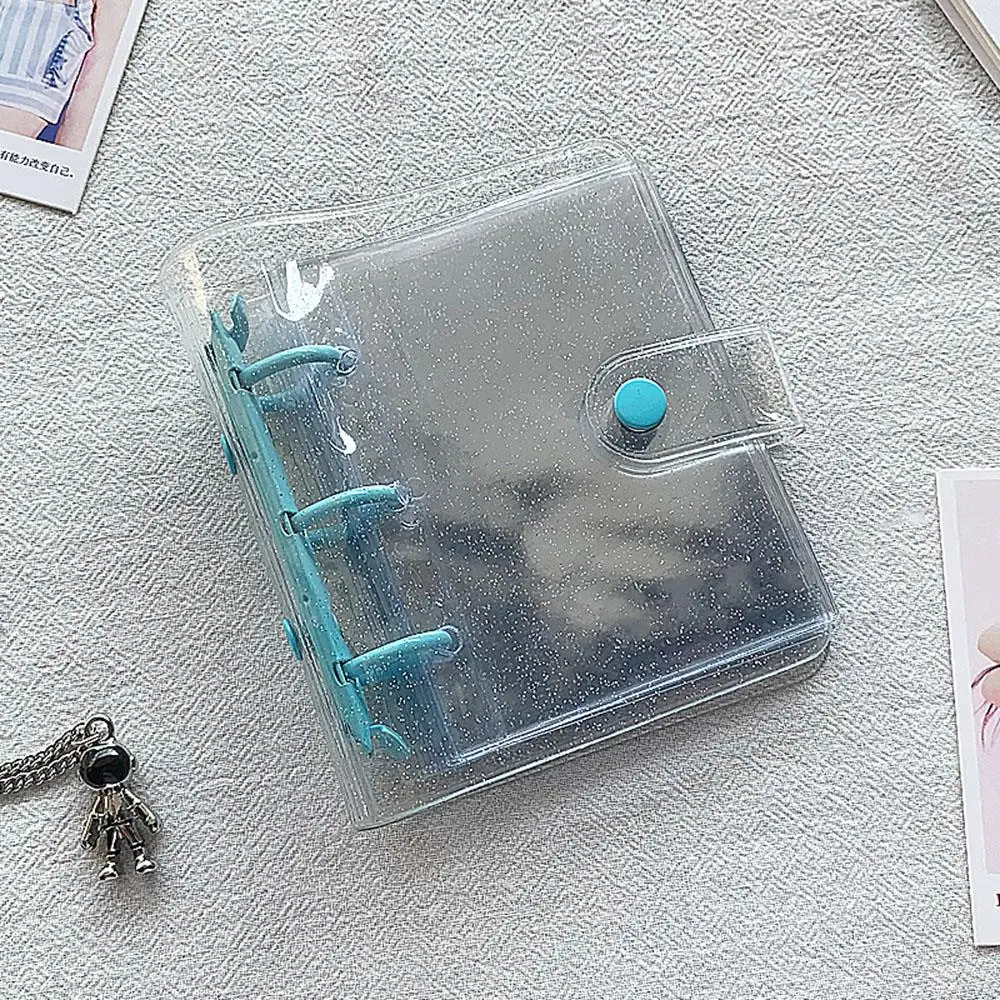 بريق 3 حفرة شفافة الملونة الموثق غطاء ألبوم الصور غطاء مجلة كراسة الرسم Photocard حامل مذكرات اللوازم المكتبية