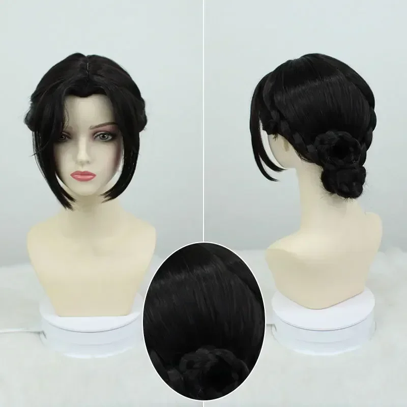 Game Identity V Doctor Emily Dyer Cosplay Wig Black Updo Hair + Free Cap