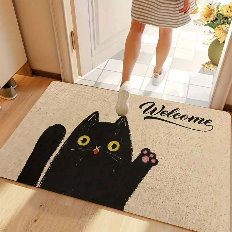 

1PC Cat Cattle Pattern Kitchen Rug Non-Slip Door Mats Pop design Bathroom Rug Bath Mat Carpet for Home Sink Laundry Decor