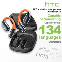 【HTC NE12】Bluetooth V6.0 Earphones AI Translator Earbuds Sport Wireless Headphones Noise orange earhooks HD Call Low latency