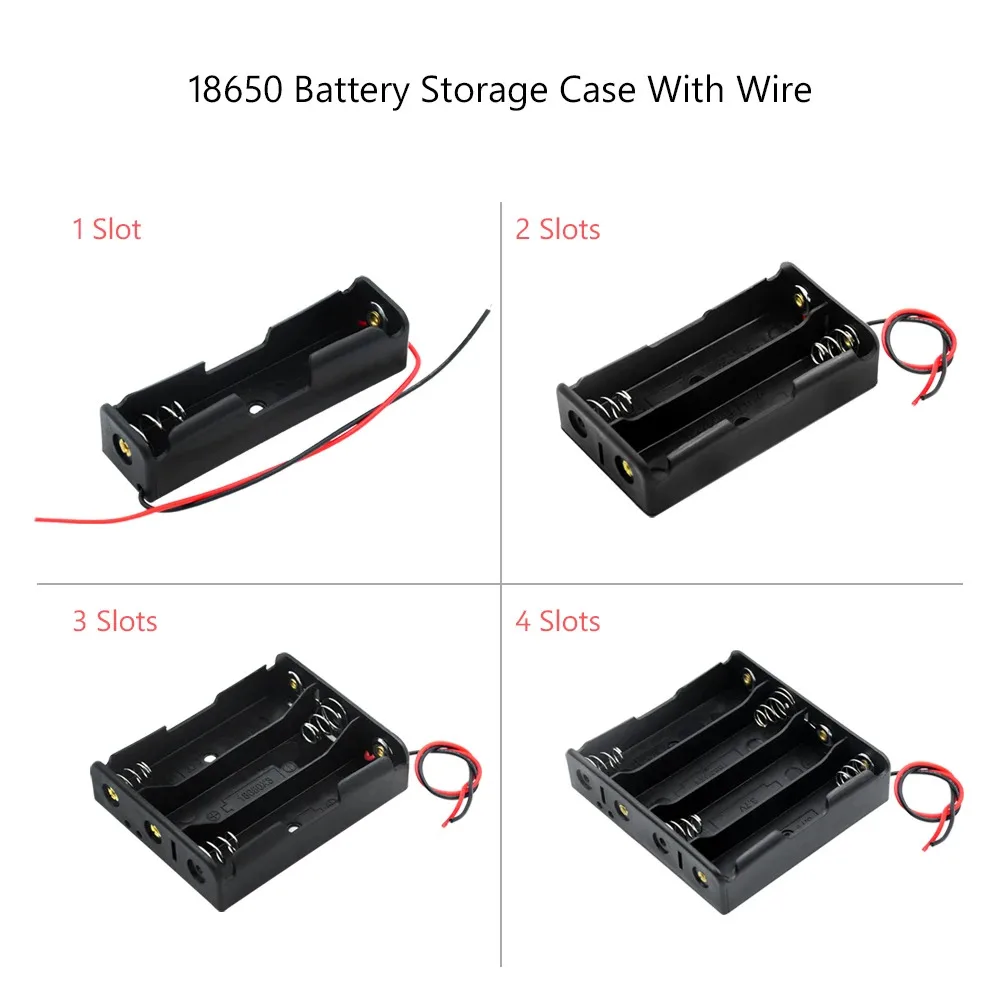 18650 Power Bank Cases 1X 2X 3X 4X 18650 Battery Holder Storage Box Case 1 2 3 4 Slot DIY Batteries Container With Wire Lead