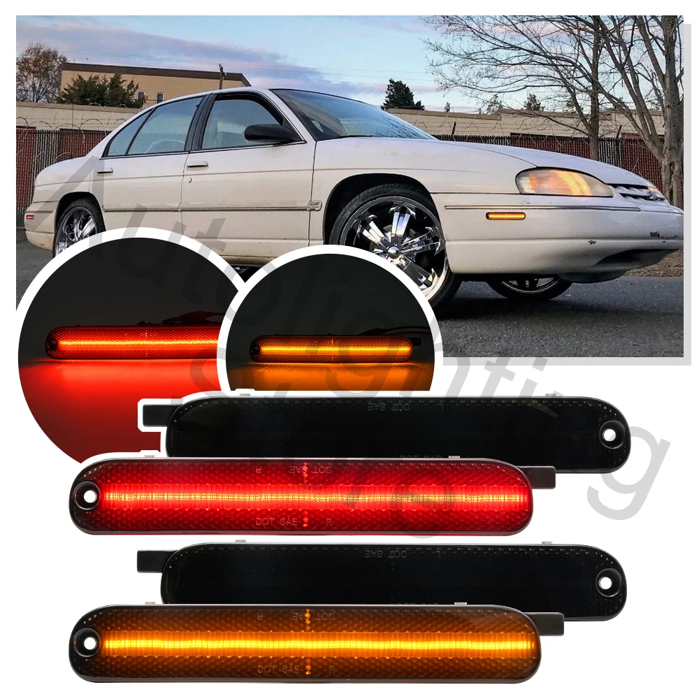 4PCS LED Side Marker light bumper front amber ＆ rear red turn Signal Lights for 1995 1996 1997-2001 Chevrolet Lumina Monte Carlo