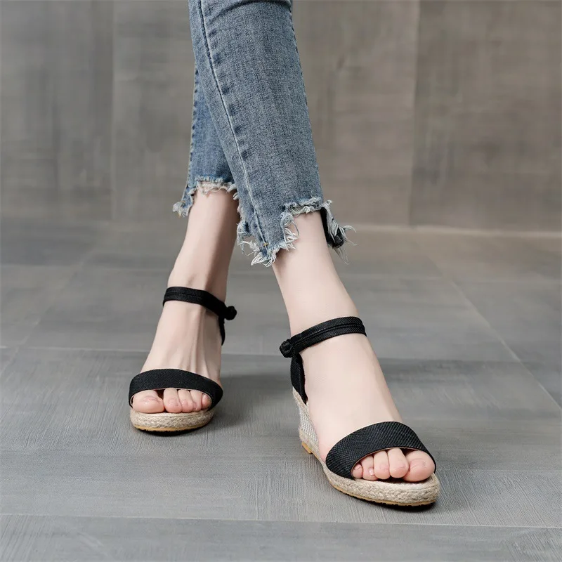 Open Toe Sandals Women Espadrilles Wedges Summer Shoes Woman Casual Heeled Sandals Designer Pumps Heels Footwear Zapatos Mujer