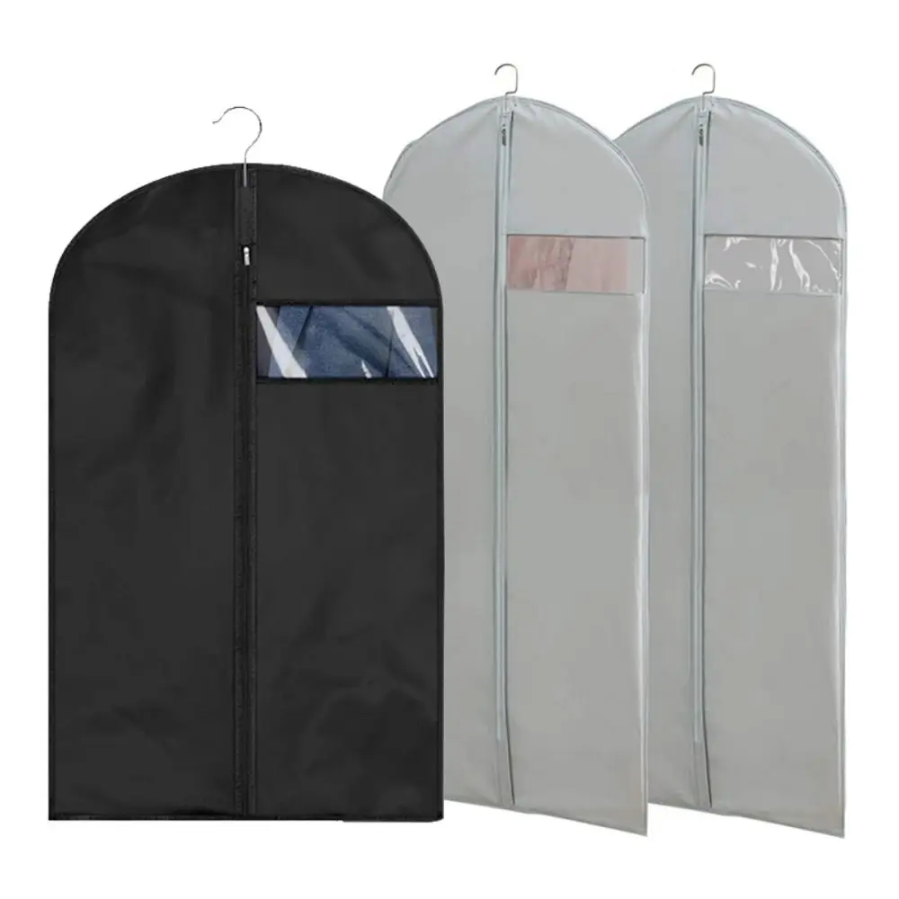 Bolsa para Ropa, Funda Protectora para Ropa, Negra y Gris, de PEVA, Bolsa de Almacenamiento Colgante, Impermeable, Organizador de Armario, para Abrigos, Trajes y Vestidos