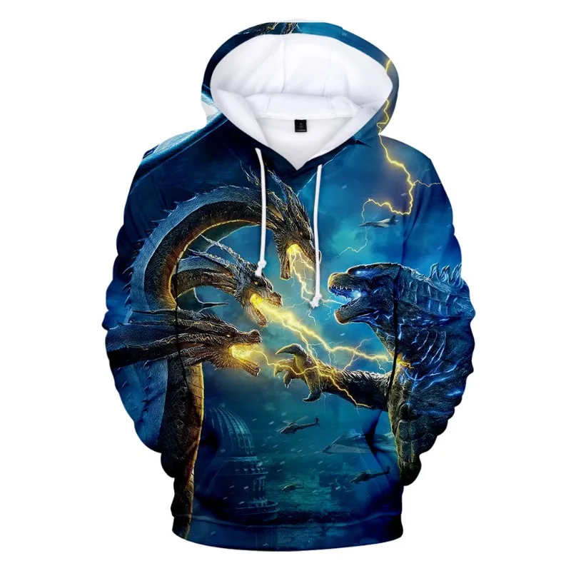

New Anime Godzilla Cosplay Hoodies King of The Monsters Harajuku 3D Print Fashion Men Women Sweatshirt Costumes