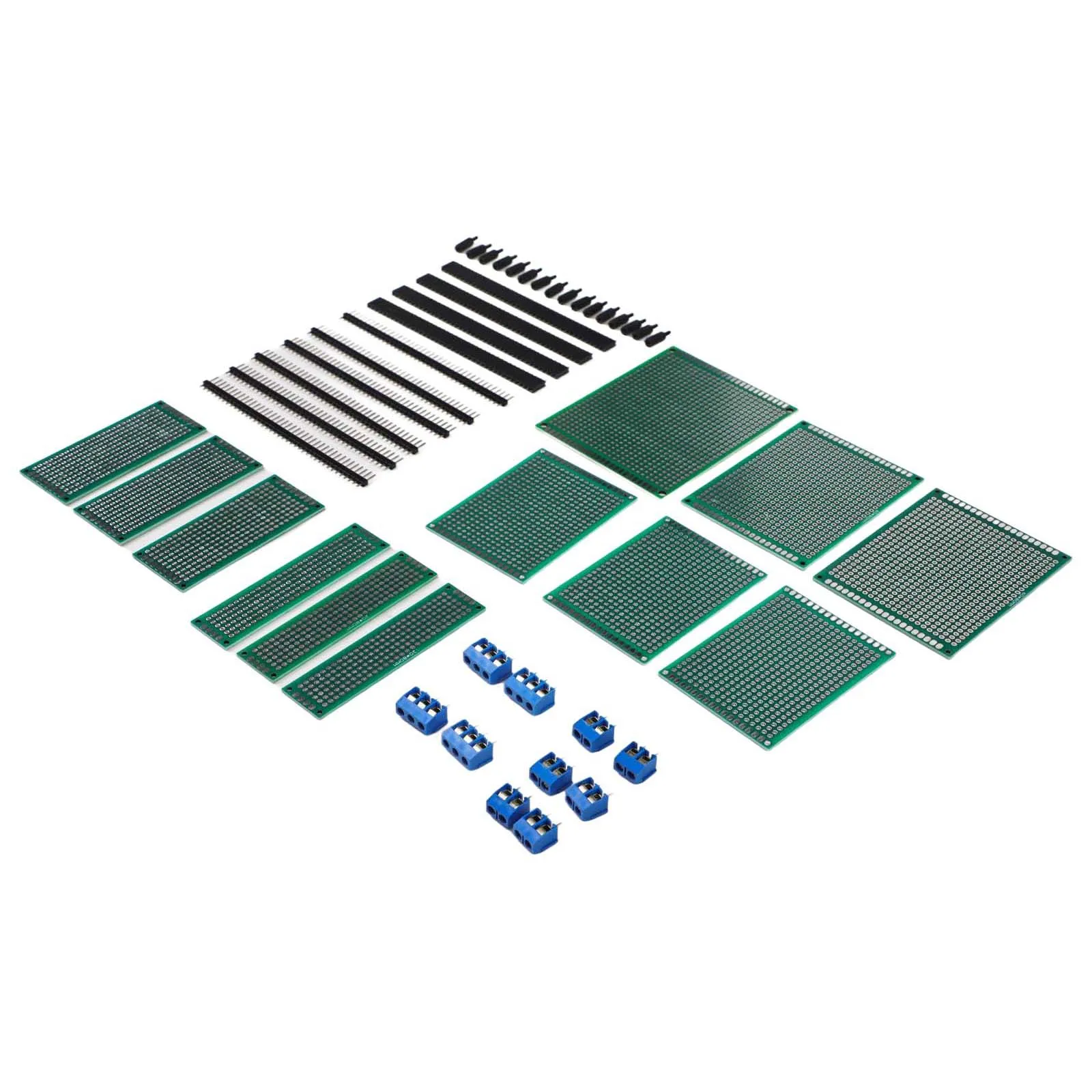 12 Piece PCB Board Set Double Sided Soldering Boards with Screw Terminals and Pin Headers for Electronics Development